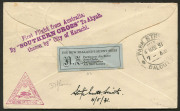 NEW ZEALAND - Aerophilately & Flight Covers: 17th April 1931 (NZAMC.49) per Australia - England airmail, Kingsford Smith signed covers (5) all accepted at Christchurch with '16AP31' datestamps, forwarded on the overnight inter-island ferry steamer to Well - 6