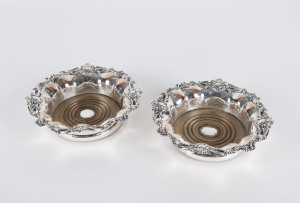 A pair of Sheffield plate wine coasters, 19th century, ​19cm across