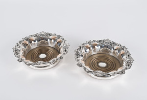A pair of Sheffield plate wine coasters, 19th century, 19cm across
