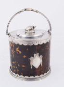 A Victorian biscuit barrel, silver plate and tortoiseshell, 19th century, 18cm high