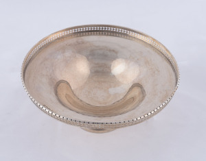 A Victorian sterling silver circular pierced bowl, Birmingham, circa 1880, 8cm high, 18cm diameter, 190 grams.