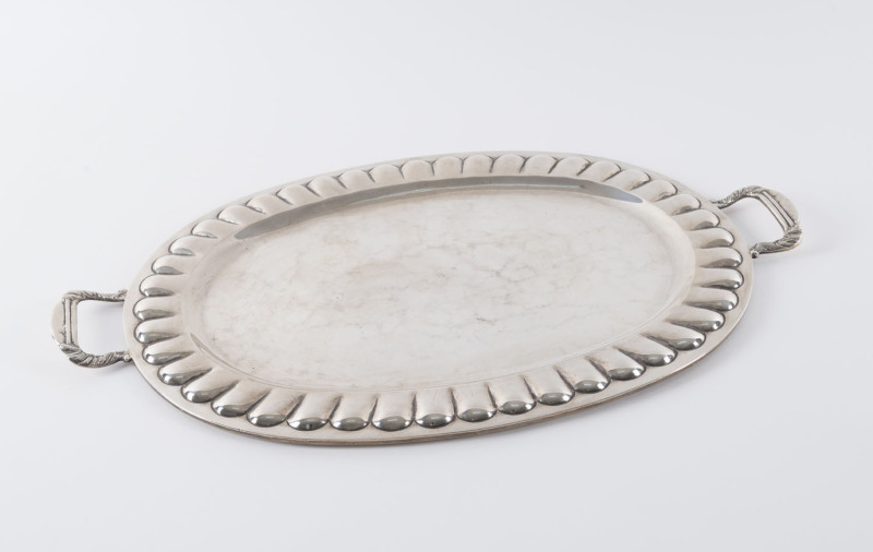 A Mexican sterling silver two handled tray, 20th century, 56cm wide, 1480 grams.