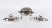 Three silver plated tureens, 19th century, the largest 36cm across the handles