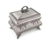 An Israeli silver jewellery casket, mid 20th century, stamped "STERLING 925, HAZORFIM", 13cm high, 350 grams