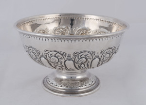 A sterling silver rose bowl by Ollivant & Botsford of London, circa 1900, 20.5cm diameter, 340 grams