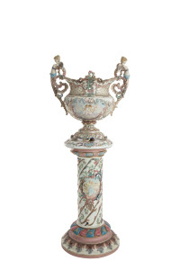 An Austrian "Amphora" jardiniere and matching pedestal, 19th century, 147cm overall