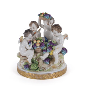 SITZENDORF German porcelain figural group, 19th century, impressed "Germany" with crown and "S" stamp, 21cm high