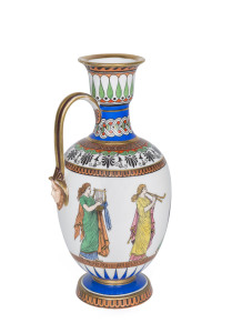 SAMUEL ALCOCK & Co. "The Nuptials Of Paris And Helen" porcelain ewer, Burslem, England, mid 19th century, title on the base and marked "S.A. & Co. No. 3/7894", 22cm high
