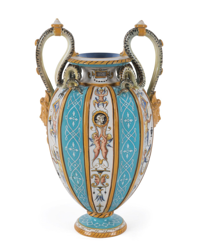 CRYSTAL PALACE ART UNION Battam Ware porcelain vase, England, mid 19th century, signed in cartouche around the neck "Crystal Palace Art Union", 28.5cm high