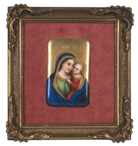 KPM Berlin porcelain plaque of Madonna and child, 19th century, 10 x 6cm