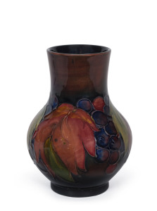 MOORCROFT "Leaf and Berry" flambe pottery vase, circa 1930s, impressed signature mark "W. Moorcroft, Potters To H.M. The Queen, Made In England", 12.5cm high
