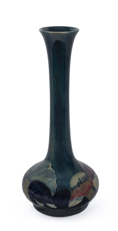 MOORCROFT "Claremont" pattern vase on dark green ground, circa 1920, impressed mark "Moorcroft, Burslem, England", 25cm high