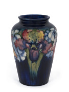 MOORCROFT "Orchid" pattern pottery vase on blue ground, circa 1930s, impressed signature mark "W. Moorcroft, Potters To H.M. The Queen, Made In England", ​15.5cm high - 2