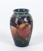 MOORCROFT "Finch and Fruit" patterned vase, late 20th century, impressed "Moorcroft, Made In England", 10.5cm high