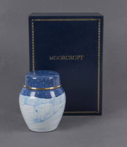 MOORCROFT ENAMELS Ltd. "Polar Bear" lidded vase in original box, circa 1999, marked "Moorcroft, Made In England, C99", 7cm high