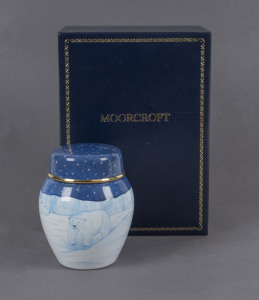 MOORCROFT ENAMELS Ltd. "Polar Bear" lidded vase in original box, circa 1999, marked "Moorcroft, Made In England, C99", ​7cm high