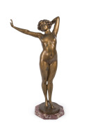 PAUL PHILIPPE "The Awakening" gilt bronze sculpture on rouge marble base, France, circa 1925, signed "P. Philippe", 79cm high - 2