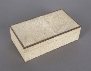 A shagreen cigarette box, late 19th early 20th century, ​6cm high, 20cm wide, 11cm deep