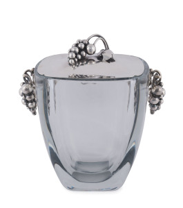 Danish sterling silver mounted glass ice bucket, early to mid 20th century, stamped "Sterling, Denmark, 925, DGH", 20cm high