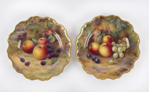 ROYAL WORCESTER, two porcelain cabinet plates with fruit scenes by T. LOCKYER and H.H. PRICE, stamped "Royal Worcester, Made In England", 22cm diameter