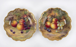 ROYAL WORCESTER, two porcelain cabinet plates with fruit scenes by T. LOCKYER and H.H. PRICE, stamped "Royal Worcester, Made In England", ​22cm diameter