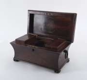 An English tea caddy, flame mahogany with original fitted interior, circa 1830, ​20cm high, 35cm wide, 18.5cm deep - 2