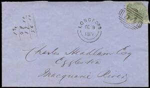 1871 - 1910 covers franked with 2d Sidefaces & ½d, 1d & 2d Pictorials with range of postmarks incl. 1871 Longford to Macquarie River, Railway markings on cover with T.P.O. No.4, 5 (1d postal card with 1d late fee added) & No.6 (as a backstamp on 1909 cove