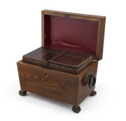 An English tea caddy, zebrawood with satinwood stringing and fine gilt metal fittings, early 19th century, ​17cm high, 24cm wide, 15cm deep - 2
