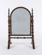 A Georgian apprentice miniature cheval mirror, mahogany with satinwood inlay, early 19th century, ​31cm high