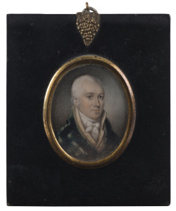 A Georgian miniature portrait of a gentleman, early 19th century, 12.5 x 10.5cm overall