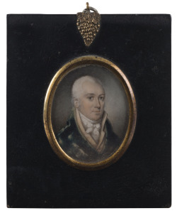 A Georgian miniature portrait of a gentleman, early 19th century, ​12.5 x 10.5cm overall