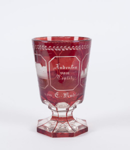 Bohemian ruby glass Teplitz Spa vase, circa 1850, 13cm high