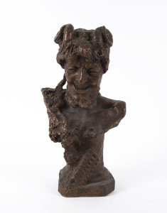 A French terracotta bust of "Faun", signature on the back "P. Je. Leonard", 57cm high