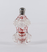 A Bohemian glass scent bottle with silver top, mid 19th century, ​11cm high