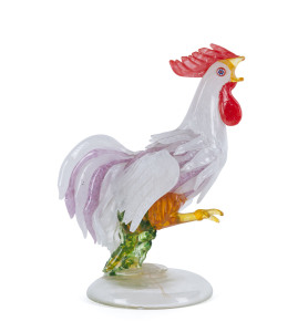 MURANO glass cockerel statue, circa 1960, 21cm high