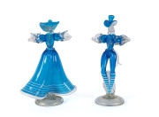 A pair of Murano glass figurines, Italy, circa 1950s, ​the taller 31cm high