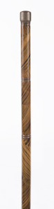 An antique walking stick with secret compartments holding a pen, ink bottle and pencil, 19th century, 91cm high