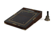 A Victorian mahogany writing box and antique shop bell, 19th century, ​the box 13.5cm high, 35cm wide, 23cm deep - 2