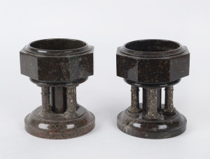A pair of Italian feature marble mantel urns, 19th century, 15.5cm high
