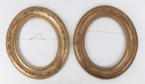 A pair of antique oval gilt picture frames, 19th century, 44cm x 38cm