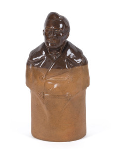 DOULTON LAMBETH "Joe Chamberlain" reform flask, late 19th century, rare, stamped "Doulton Lambeth", and titled on the back, 19.5cm high