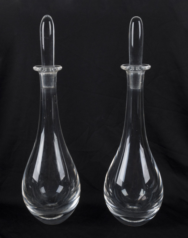 ORREFORS pair of crystal decanters, Sweden, circa 1960, engraved "Orrefors", ​36cm high