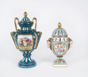 Porcelaine de Paris potpourri urn and a Continental porcelain urn, early 20th century, 23cm and 29cm high