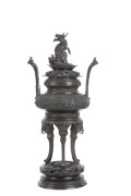 A Japanese bronze koro with dragon motif, Meiji period, late 19th century, ​79cm high