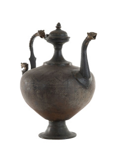 A North Indian bronze teapot, 19th century, 49cm high