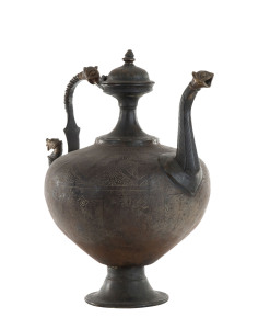 A North Indian bronze teapot, 19th century, ​49cm high