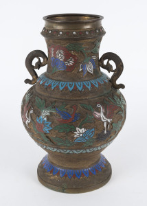 A Chinese bronze and cloisonne vase, 19th century, 31cm high