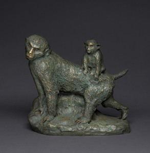 A Japanese bronze monkey statue, 20th century, 24cm high