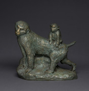 A Japanese bronze monkey statue, 20th century, ​24cm high