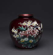 A Japanese pigeon blood cloisonne vase early to mid 20th century, ​19cm high